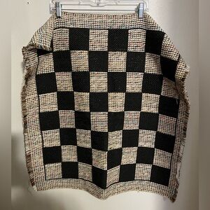 NO BRAND‎ Classic Woven Checker Board Game Giant Reversible Carpet Tan Black GUC